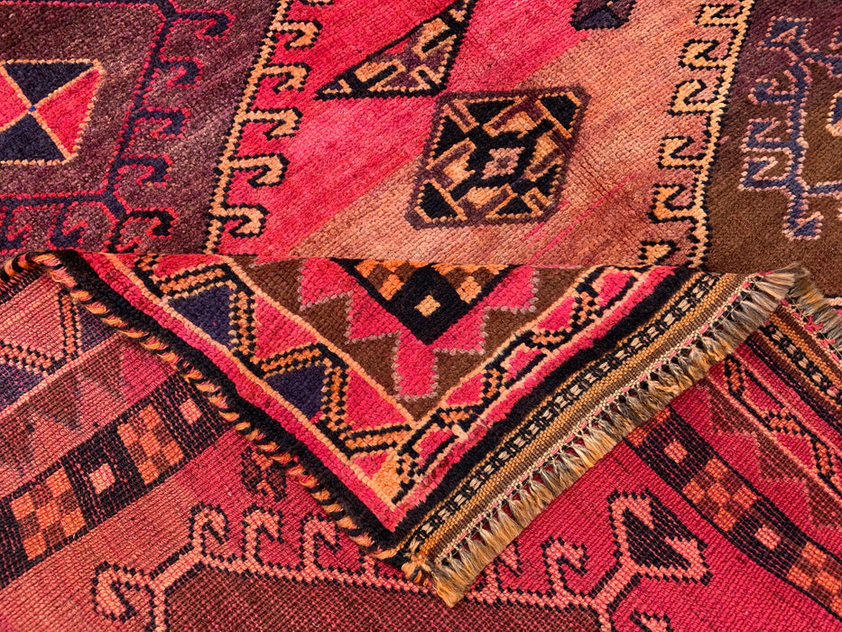 9'4 x 5'7 Hand-Knotted Persian Wool Rug - Pink Tribal Geometric Area Rug - KBHM-671