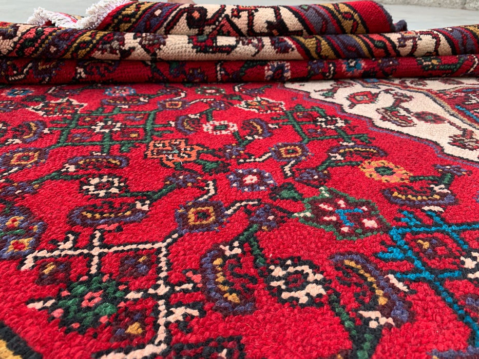 10'2 x 6'8 Hand-Knotted Persian Wool Rug - Red Tribal Medallion Area Rug - KBHM-672