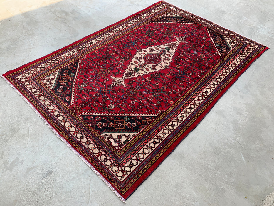 10'2 x 6'8 Hand-Knotted Persian Wool Rug - Red Tribal Medallion Area Rug - KBHM-672
