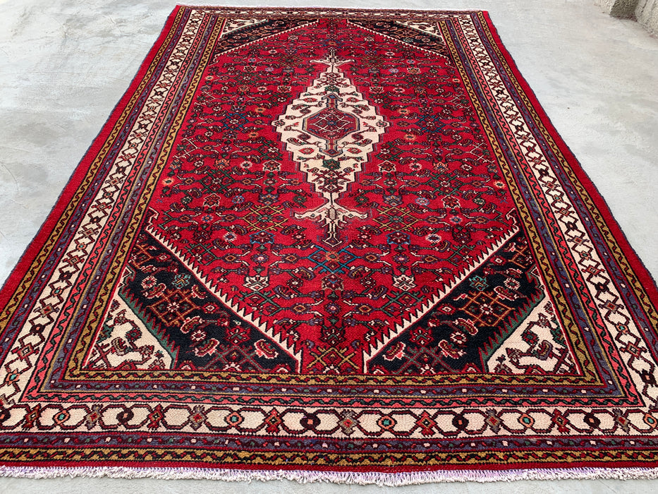 10'2 x 6'8 Hand-Knotted Persian Wool Rug - Red Tribal Medallion Area Rug - KBHM-672