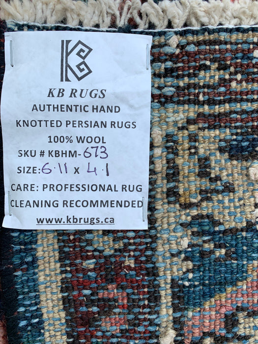 6'11 x 4'1 Hand-Knotted Persian Wool Rug - Red Medallion Traditional Area Rug - KBHM-673