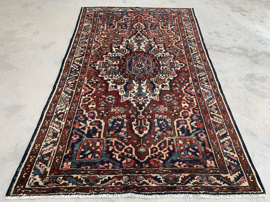 6'11 x 4'1 Hand-Knotted Persian Wool Rug - Red Medallion Traditional Area Rug - KBHM-673