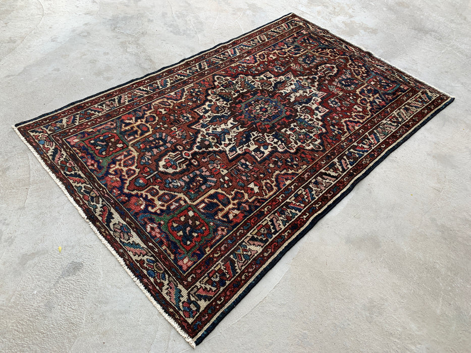 6'11 x 4'1 Hand-Knotted Persian Wool Rug - Red Medallion Traditional Area Rug - KBHM-673