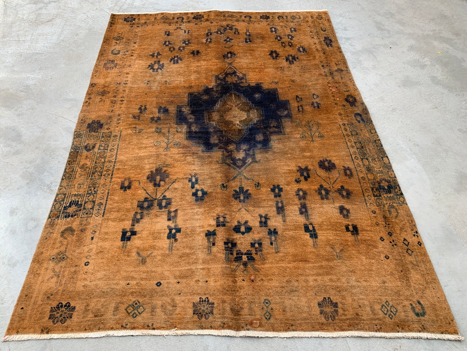 7'5 x 5'4 Hand-Knotted Persian Wool Rug - Brown Tribal Medallion Area Rug - KBHM-674