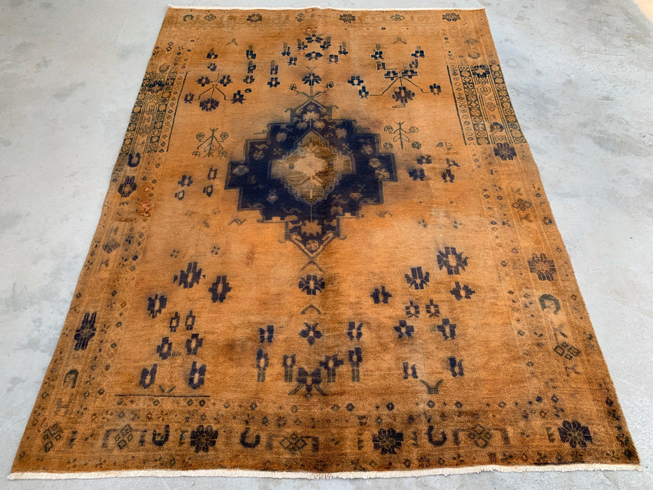 7'5 x 5'4 Hand-Knotted Persian Wool Rug - Brown Tribal Medallion Area Rug - KBHM-674