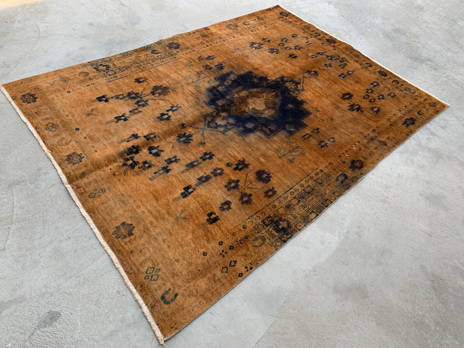 7'5 x 5'4 Hand-Knotted Persian Wool Rug - Brown Tribal Medallion Area Rug - KBHM-674