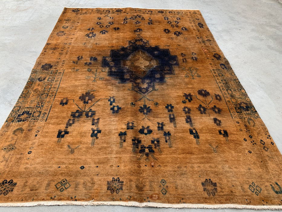 7'5 x 5'4 Hand-Knotted Persian Wool Rug - Brown Tribal Medallion Area Rug - KBHM-674