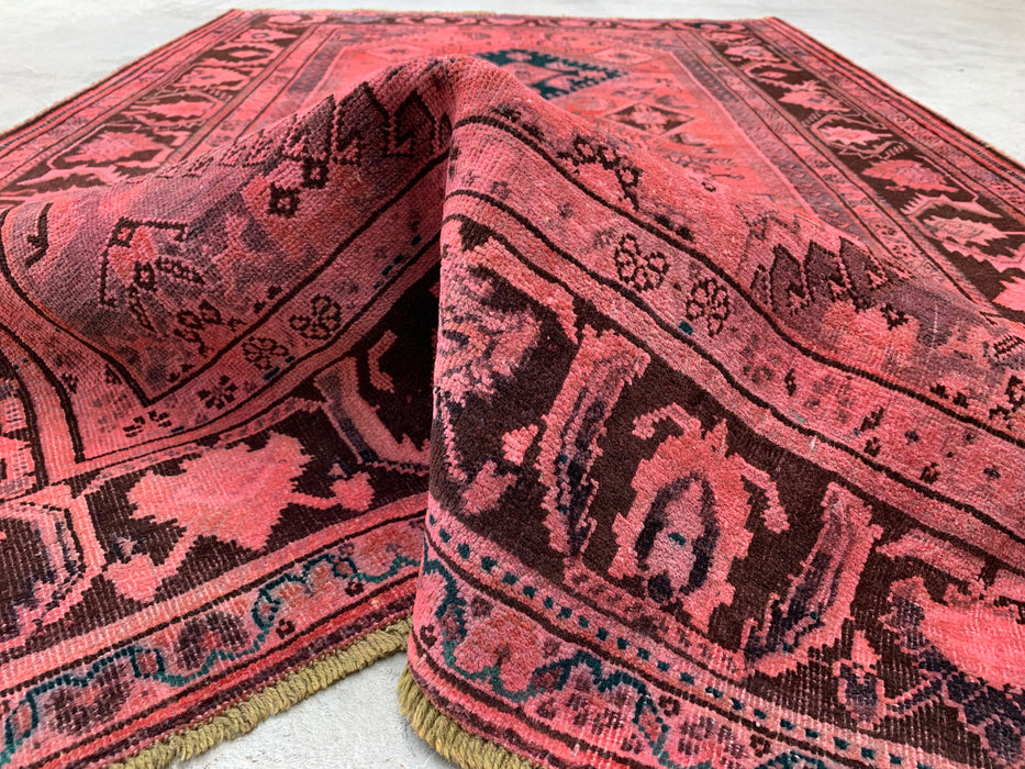 7'8 x 5'0 Hand-Knotted Persian Wool Rug - Pink Tribal Medallion Area Rug - KBHM-675
