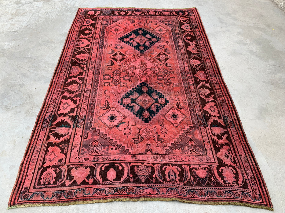 7'8 x 5'0 Hand-Knotted Persian Wool Rug - Pink Tribal Medallion Area Rug - KBHM-675