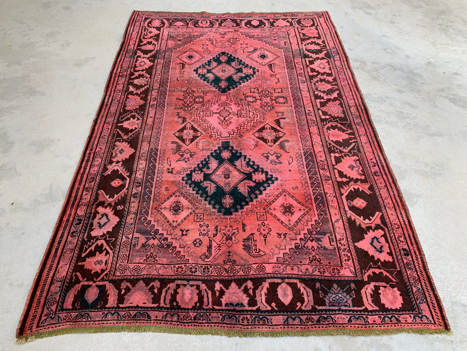 7'8 x 5'0 Hand-Knotted Persian Wool Rug - Pink Tribal Medallion Area Rug - KBHM-675