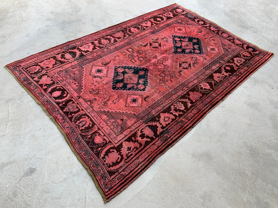 7'8 x 5'0 Hand-Knotted Persian Wool Rug - Pink Tribal Medallion Area Rug - KBHM-675