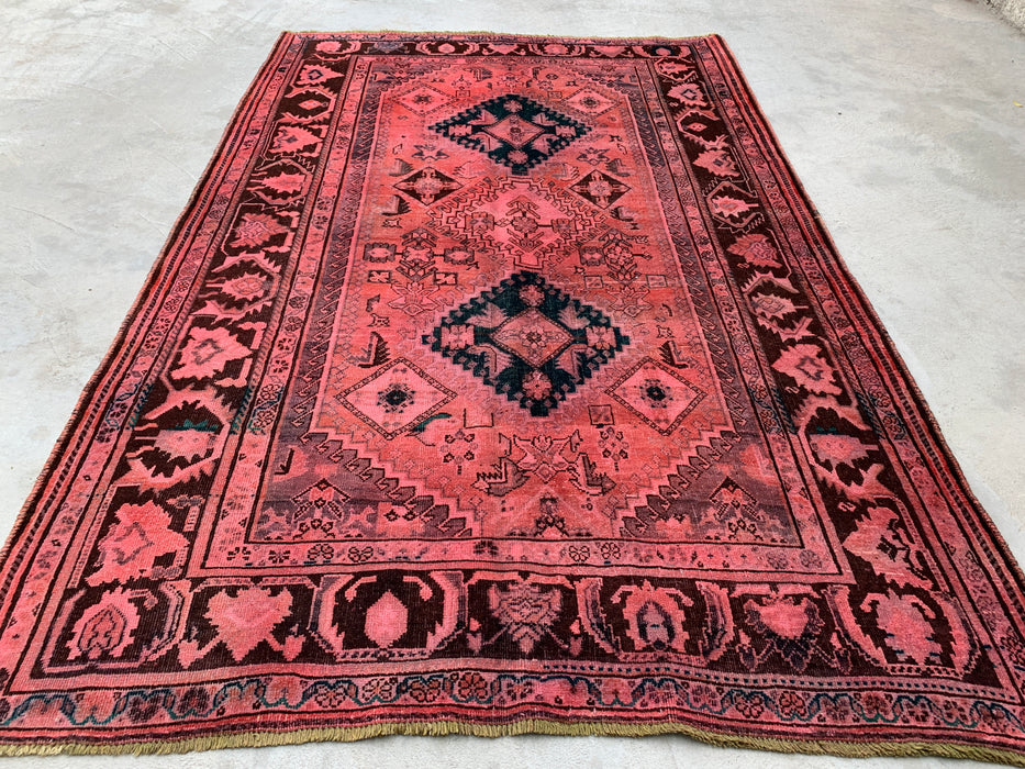 7'8 x 5'0 Hand-Knotted Persian Wool Rug - Pink Tribal Medallion Area Rug - KBHM-675