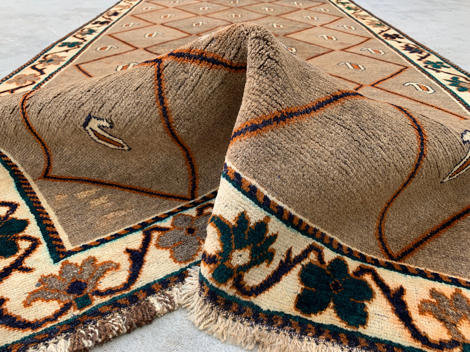 7'4 x 4'1 Hand-Knotted Persian Wool Rug - Brown Geometric Boteh Area Rug - KBHM-676