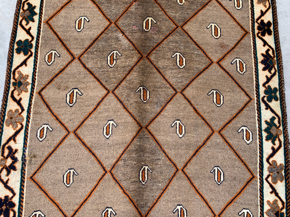 7'4 x 4'1 Hand-Knotted Persian Wool Rug - Brown Geometric Boteh Area Rug - KBHM-676