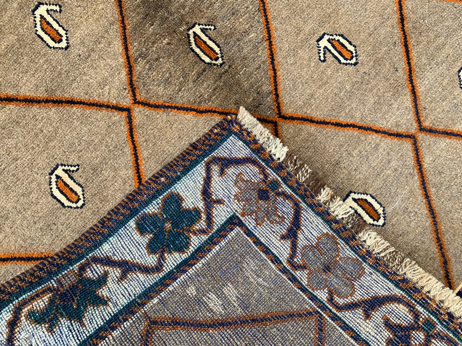 7'4 x 4'1 Hand-Knotted Persian Wool Rug - Brown Geometric Boteh Area Rug - KBHM-676