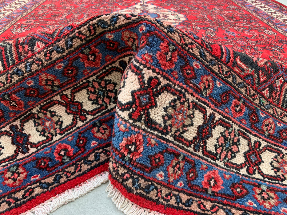 Handmade Persian Wool Area Rug 7x10 - Red Tribal Medallion Persian Style Rug - Exact Size 10'1" x 7'1" - KBHM-677