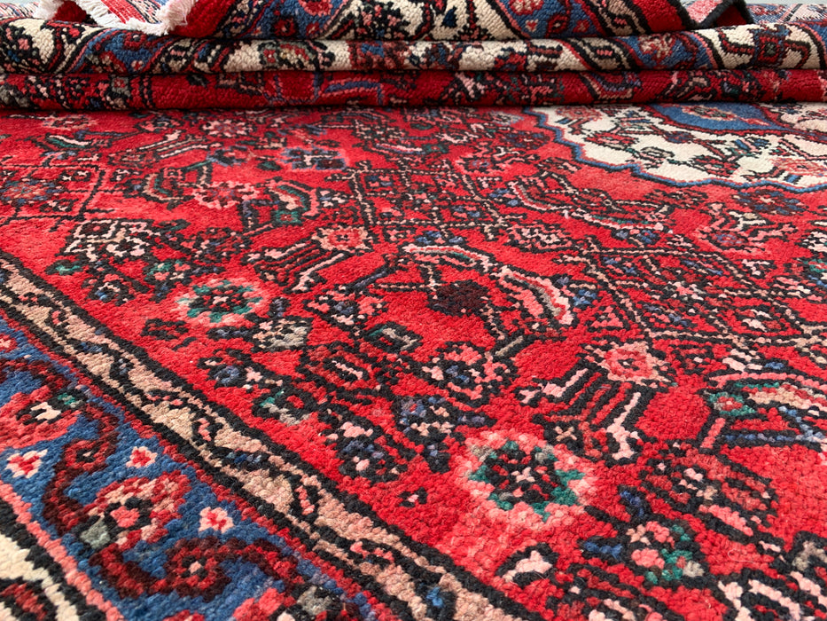 Handmade Persian Wool Area Rug 7x10 - Red Tribal Medallion Persian Style Rug - Exact Size 10'1" x 7'1" - KBHM-677
