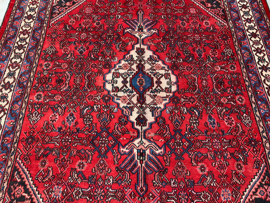 Handmade Persian Wool Area Rug 7x10 - Red Tribal Medallion Persian Style Rug - Exact Size 10'1" x 7'1" - KBHM-677