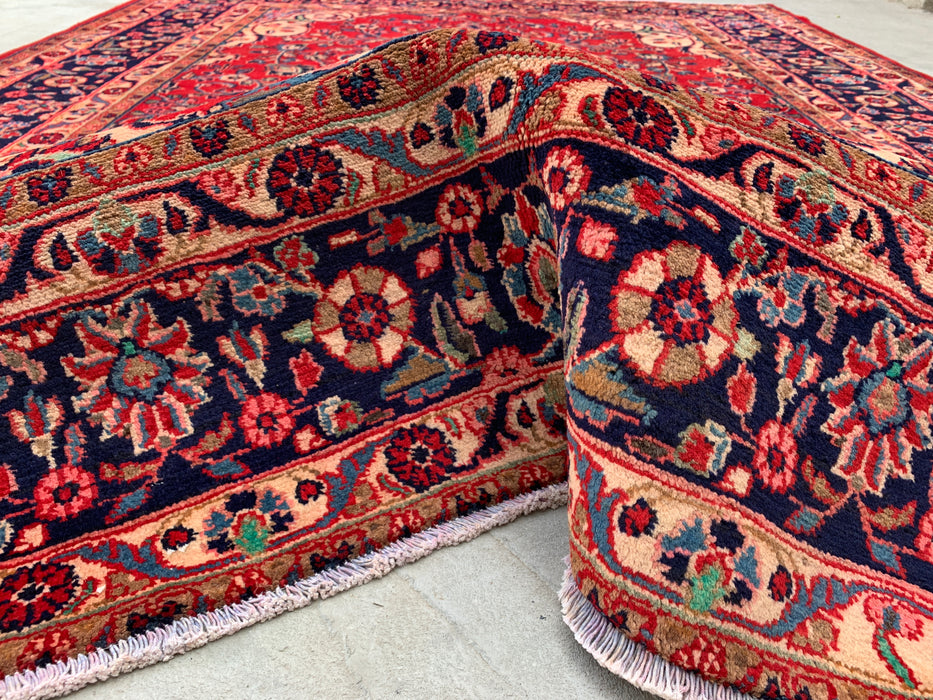 9'8 x 7'8 Hand-Knotted Persian Wool Rug - Red Floral Medallion Area Rug - KBHM-678