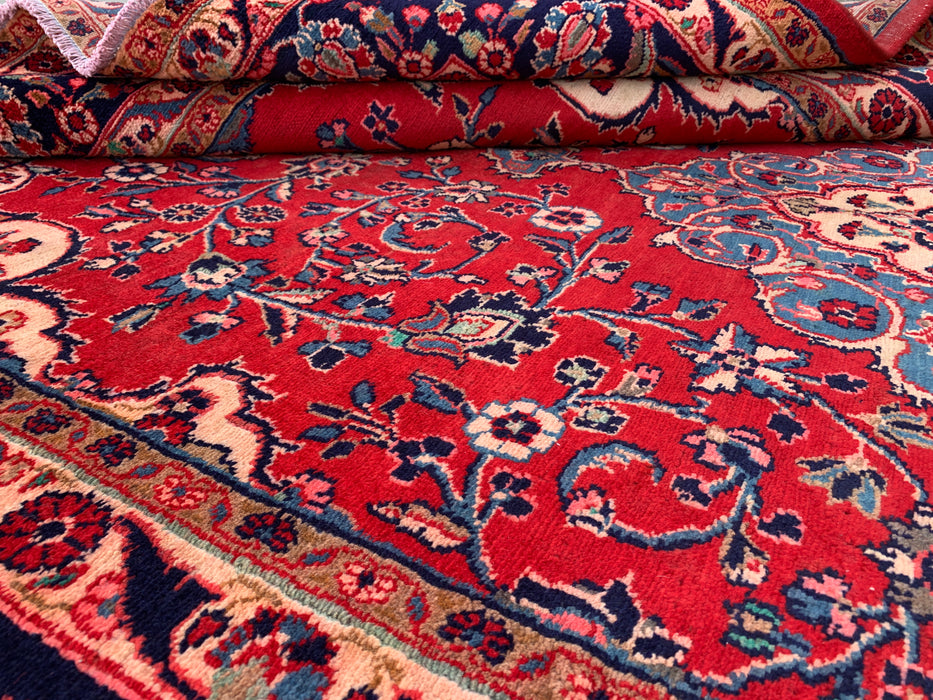 9'8 x 7'8 Hand-Knotted Persian Wool Rug - Red Floral Medallion Area Rug - KBHM-678