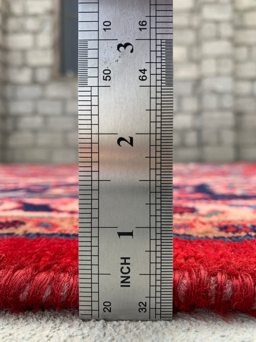 9'8 x 7'8 Hand-Knotted Persian Wool Rug - Red Floral Medallion Area Rug - KBHM-678