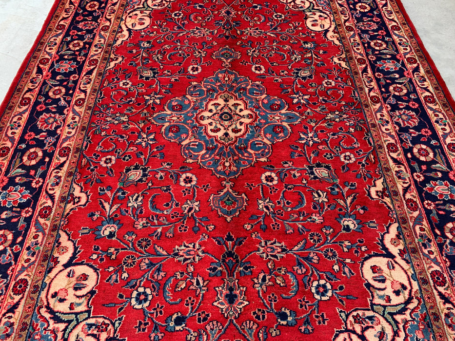 9'8 x 7'8 Hand-Knotted Persian Wool Rug - Red Floral Medallion Area Rug - KBHM-678