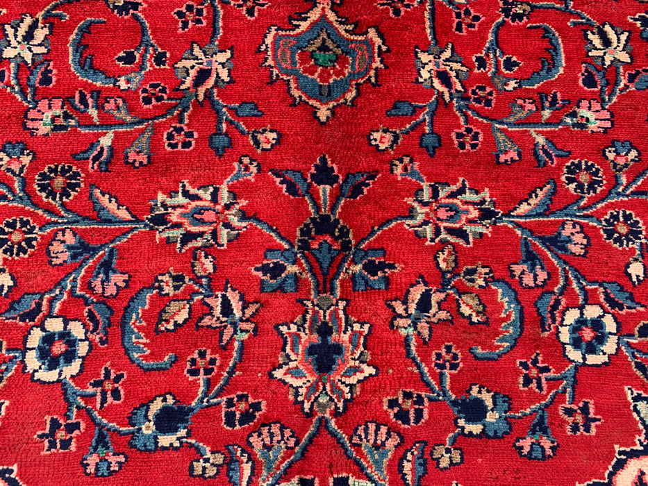 9'8 x 7'8 Hand-Knotted Persian Wool Rug - Red Floral Medallion Area Rug - KBHM-678