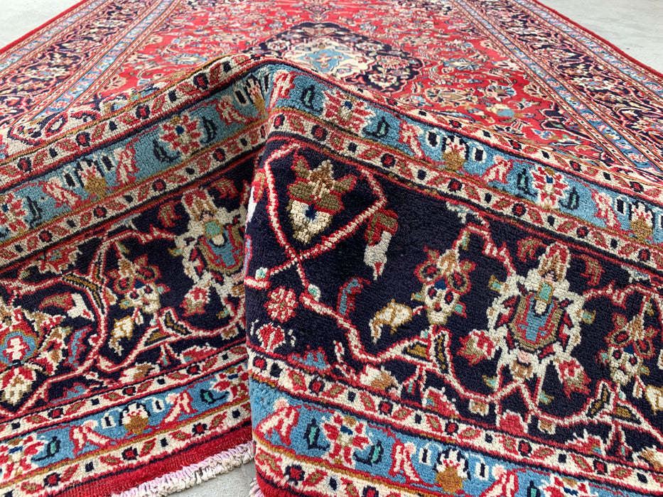 9'5 x 6'2 Hand-Knotted Persian Wool Rug - Red Floral Medallion Area Rug - KBHM-679