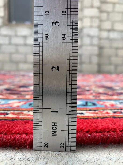 9'5 x 6'2 Hand-Knotted Persian Wool Rug - Red Floral Medallion Area Rug - KBHM-679