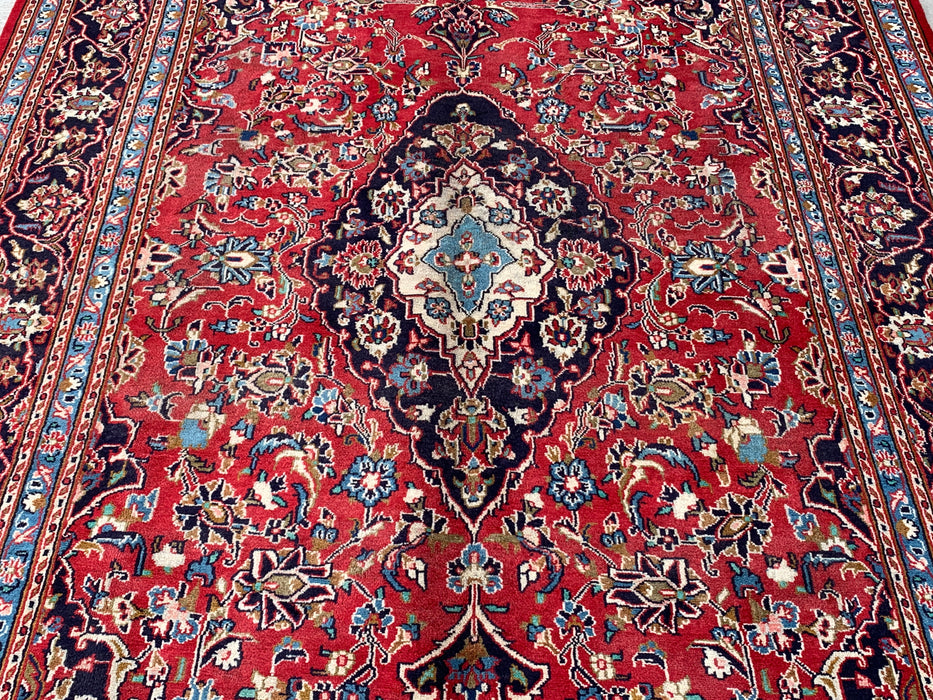 9'5 x 6'2 Hand-Knotted Persian Wool Rug - Red Floral Medallion Area Rug - KBHM-679