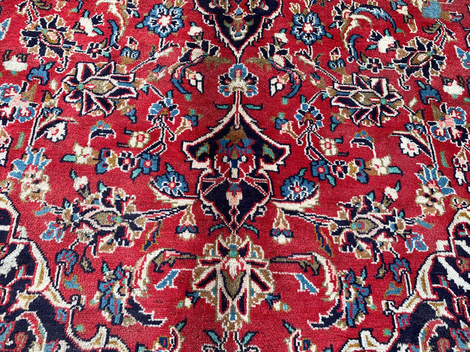 9'5 x 6'2 Hand-Knotted Persian Wool Rug - Red Floral Medallion Area Rug - KBHM-679
