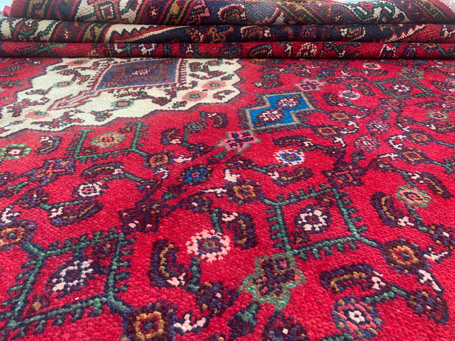 Handmade Persian Wool Area Rug 7x10 - Red Tribal Medallion Persian Style Rug - Exact Size 10'2" x 6'10" - KBHM-680