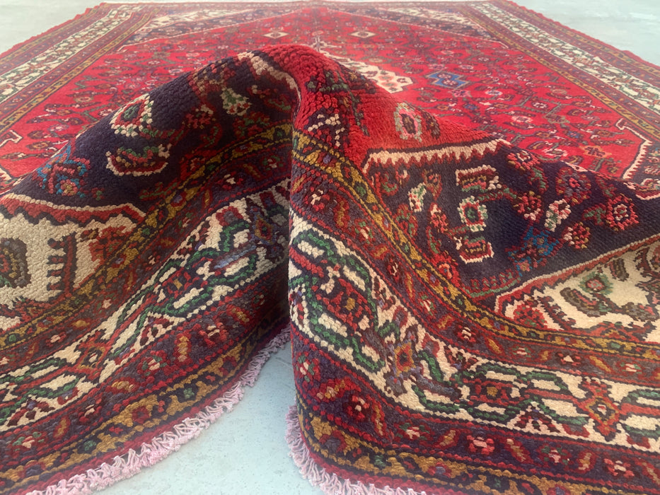 Handmade Persian Wool Area Rug 7x10 - Red Tribal Medallion Persian Style Rug - Exact Size 10'2" x 6'10" - KBHM-680