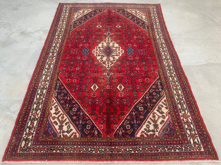 Handmade Persian Wool Area Rug 7x10 - Red Tribal Medallion Persian Style Rug - Exact Size 10'2" x 6'10" - KBHM-680
