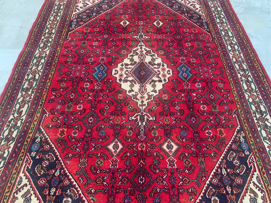 Handmade Persian Wool Area Rug 7x10 - Red Tribal Medallion Persian Style Rug - Exact Size 10'2" x 6'10" - KBHM-680