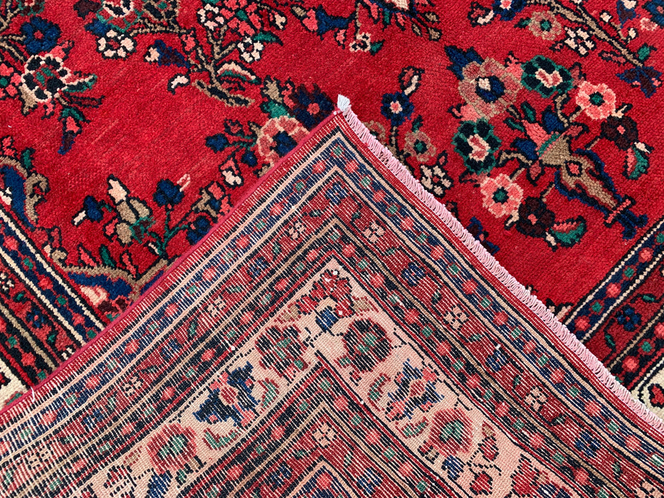 Handmade Persian Wool Area Rug 7x10 - Red Floral Medallion Persian Style Rug - Exact Size 9'6" x 6'8" - KBHM-681