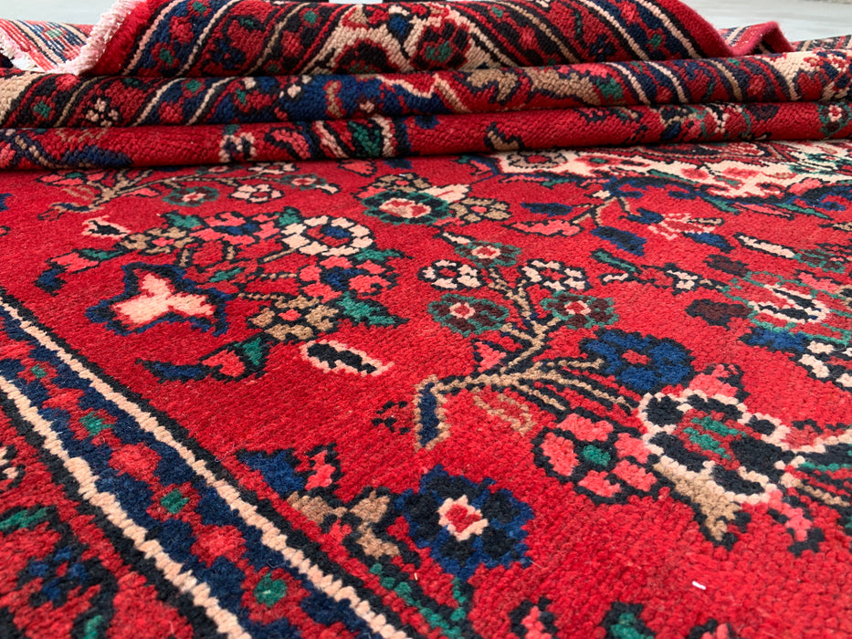 Handmade Persian Wool Area Rug 7x10 - Red Floral Medallion Persian Style Rug - Exact Size 9'6" x 6'8" - KBHM-681