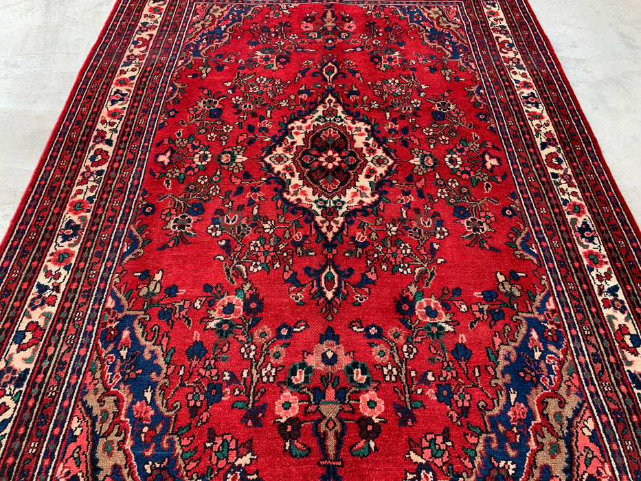 Handmade Persian Wool Area Rug 7x10 - Red Floral Medallion Persian Style Rug - Exact Size 9'6" x 6'8" - KBHM-681