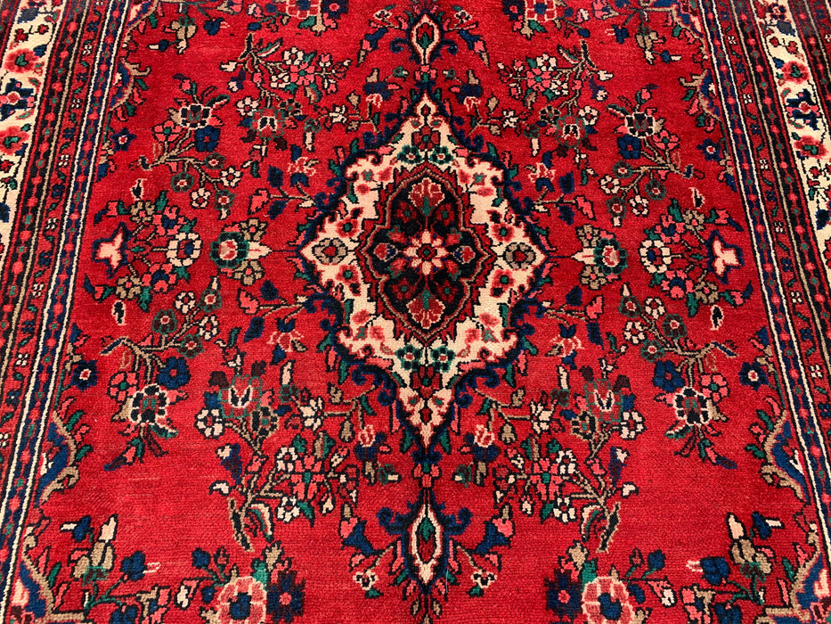 Handmade Persian Wool Area Rug 7x10 - Red Floral Medallion Persian Style Rug - Exact Size 9'6" x 6'8" - KBHM-681