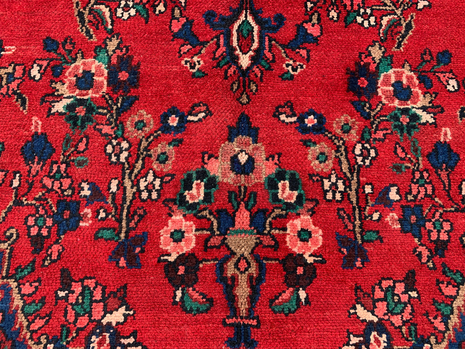 Handmade Persian Wool Area Rug 7x10 - Red Floral Medallion Persian Style Rug - Exact Size 9'6" x 6'8" - KBHM-681