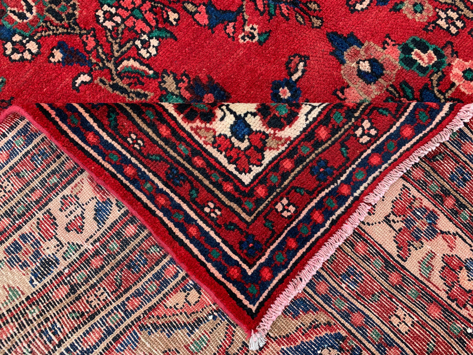 Handmade Persian Wool Area Rug 7x10 - Red Floral Medallion Persian Style Rug - Exact Size 9'6" x 6'8" - KBHM-681