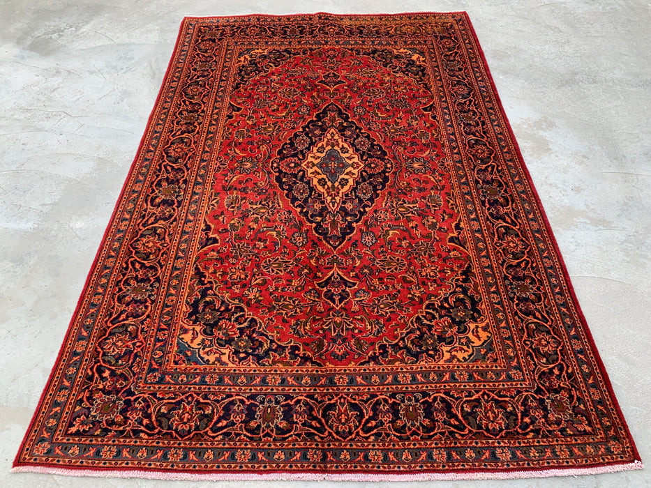 9'5 x 6'3 Hand-Knotted Persian Wool Rug - Red Floral Medallion Area Rug - KBHM-683