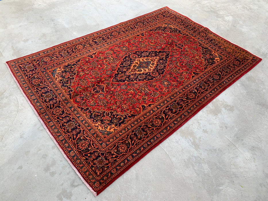 9'5 x 6'3 Hand-Knotted Persian Wool Rug - Red Floral Medallion Area Rug - KBHM-683