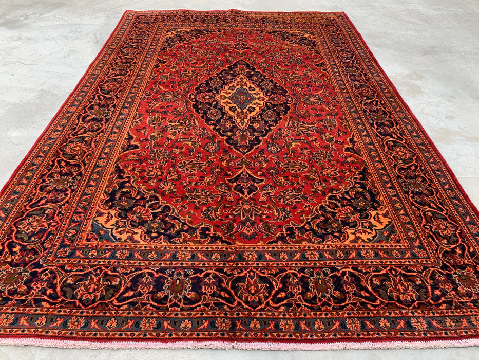9'5 x 6'3 Hand-Knotted Persian Wool Rug - Red Floral Medallion Area Rug - KBHM-683