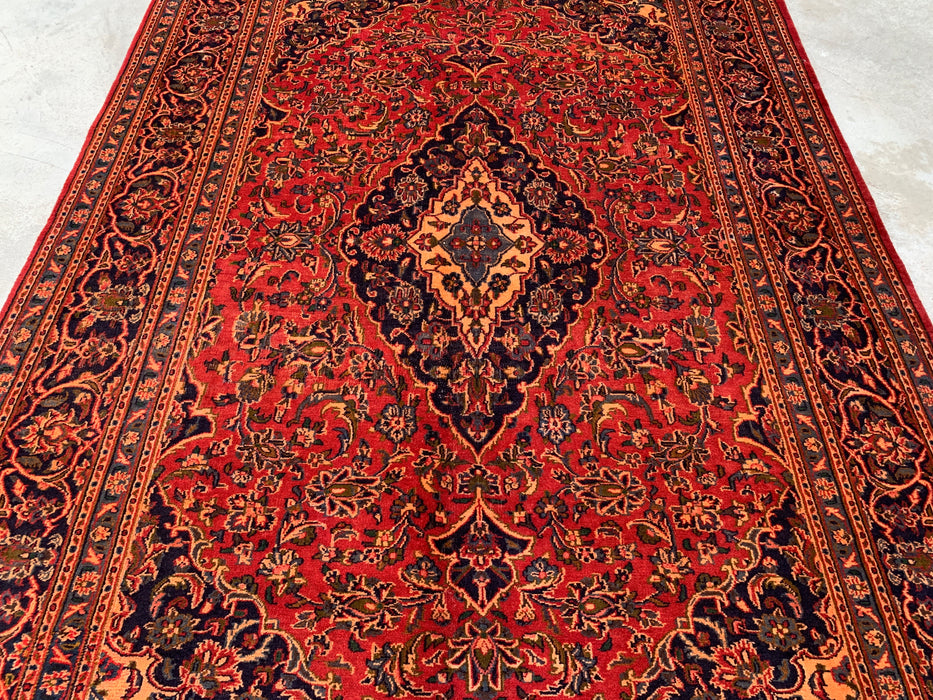 9'5 x 6'3 Hand-Knotted Persian Wool Rug - Red Floral Medallion Area Rug - KBHM-683