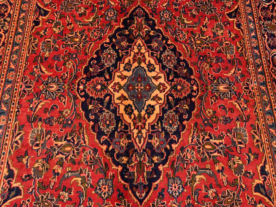 9'5 x 6'3 Hand-Knotted Persian Wool Rug - Red Floral Medallion Area Rug - KBHM-683