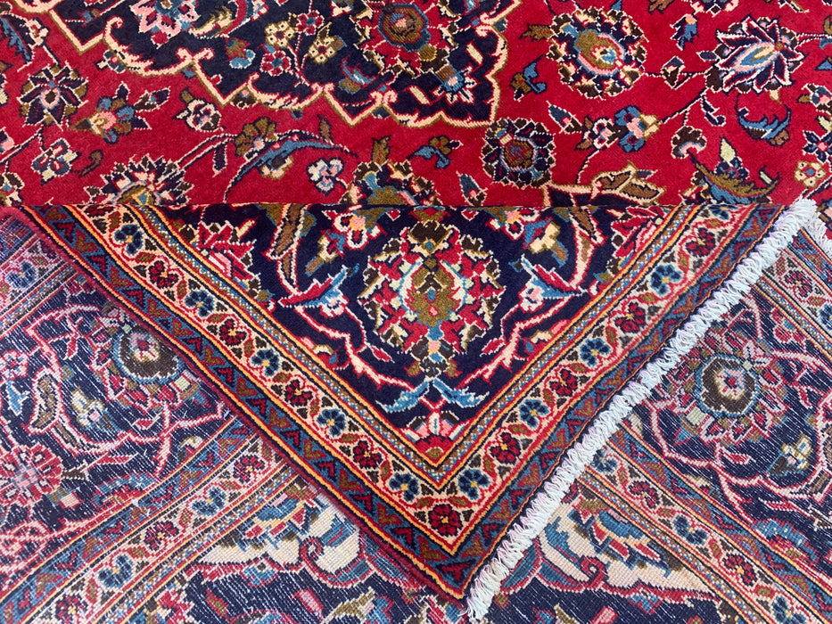 Handmade Persian Wool Area Rug 7x10 - Red Floral Medallion Persian Style Rug - Exact Size 9'7" x 6'7" - KBHM-684