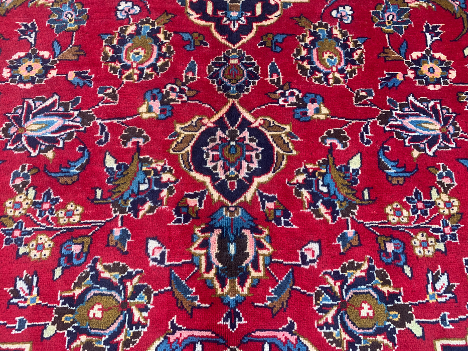 Handmade Persian Wool Area Rug 7x10 - Red Floral Medallion Persian Style Rug - Exact Size 9'7" x 6'7" - KBHM-684