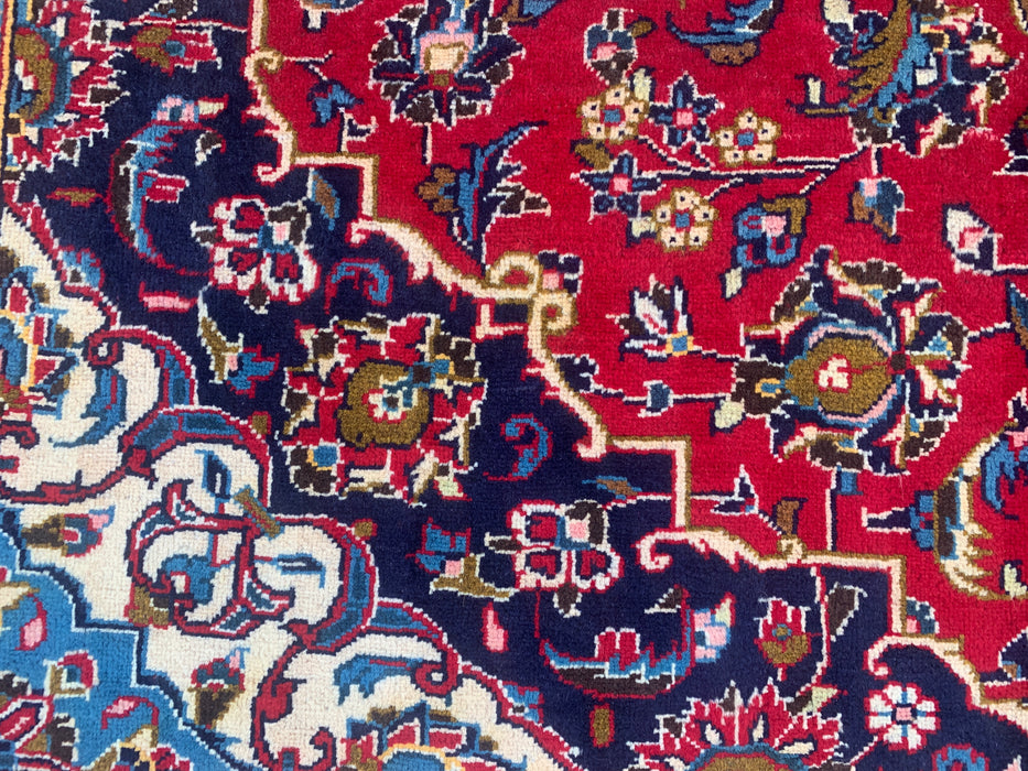 Handmade Persian Wool Area Rug 7x10 - Red Floral Medallion Persian Style Rug - Exact Size 9'7" x 6'7" - KBHM-684
