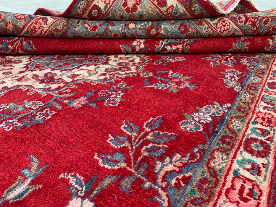 Handmade Persian Wool Area Rug 7x10 - Red Floral Medallion Persian Style Rug - Exact Size 9'11" x 6'10" - KBHM-685